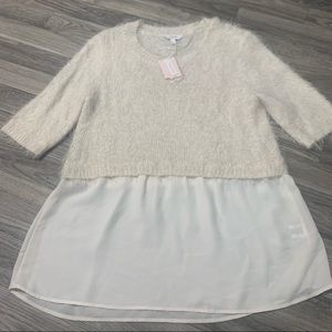 Candies White Polyester Faux Fur Blouse Top; Large Women’s